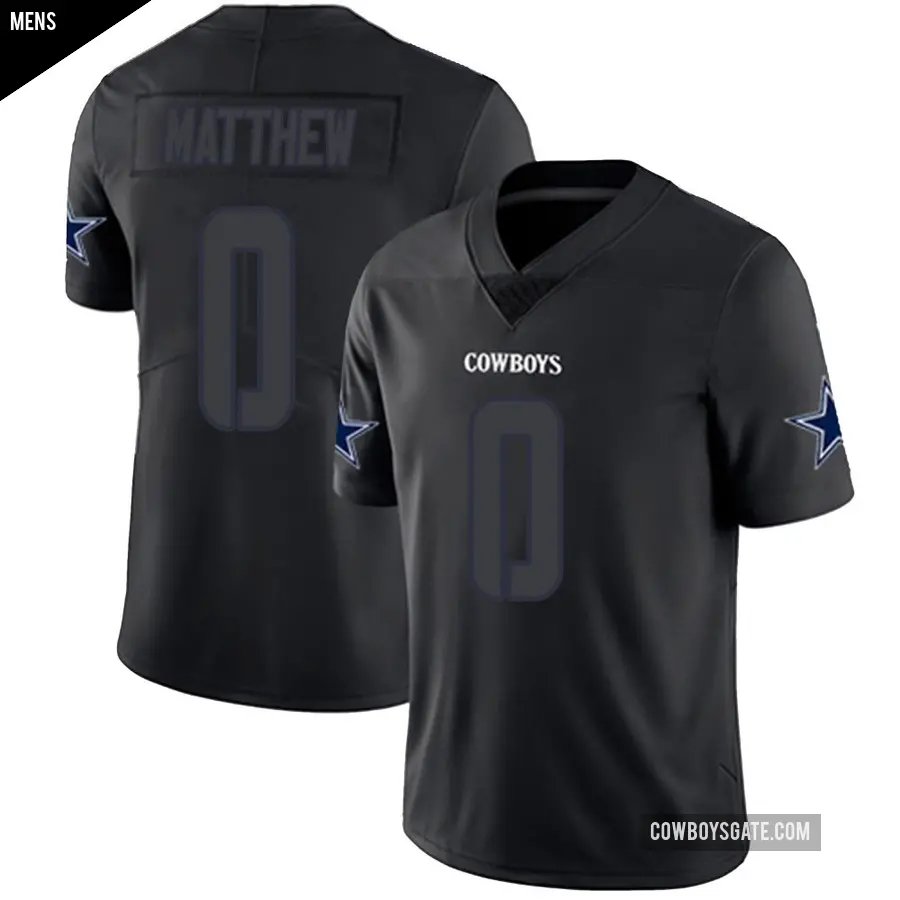 Men's Dallas Cowboys ＃0 Christian Matthew Black Impact Limited Jersey