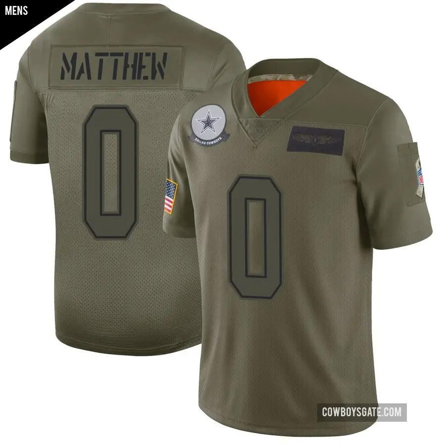 Men's Dallas Cowboys ＃0 Christian Matthew Camo Limited 2019 Salute to Service Jersey