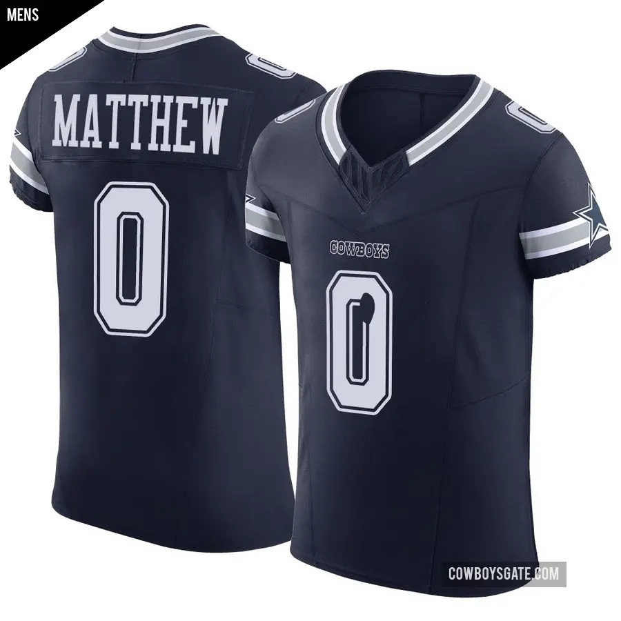 Men's Dallas Cowboys ＃0 Christian Matthew Navy Elite Vapor F.U.S.E. Jersey