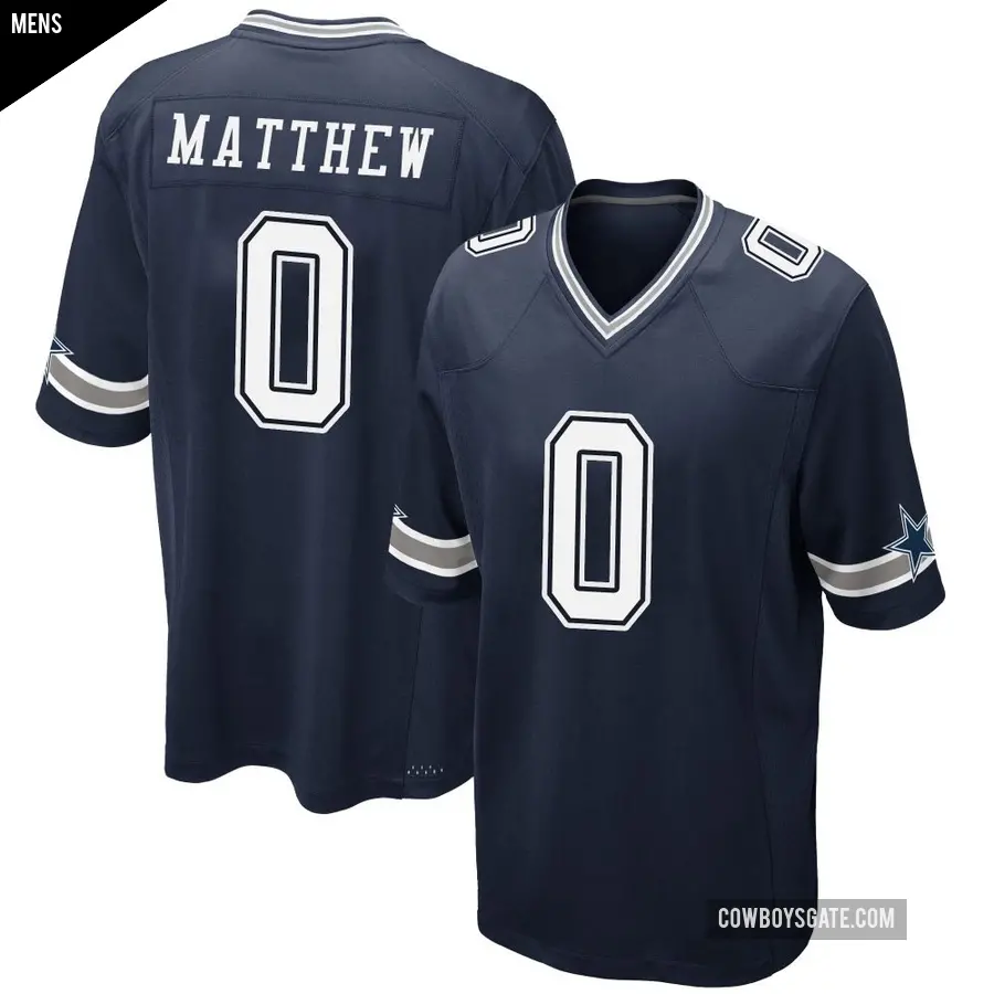 Men's Dallas Cowboys ＃0 Christian Matthew Navy Game Team Color Jersey