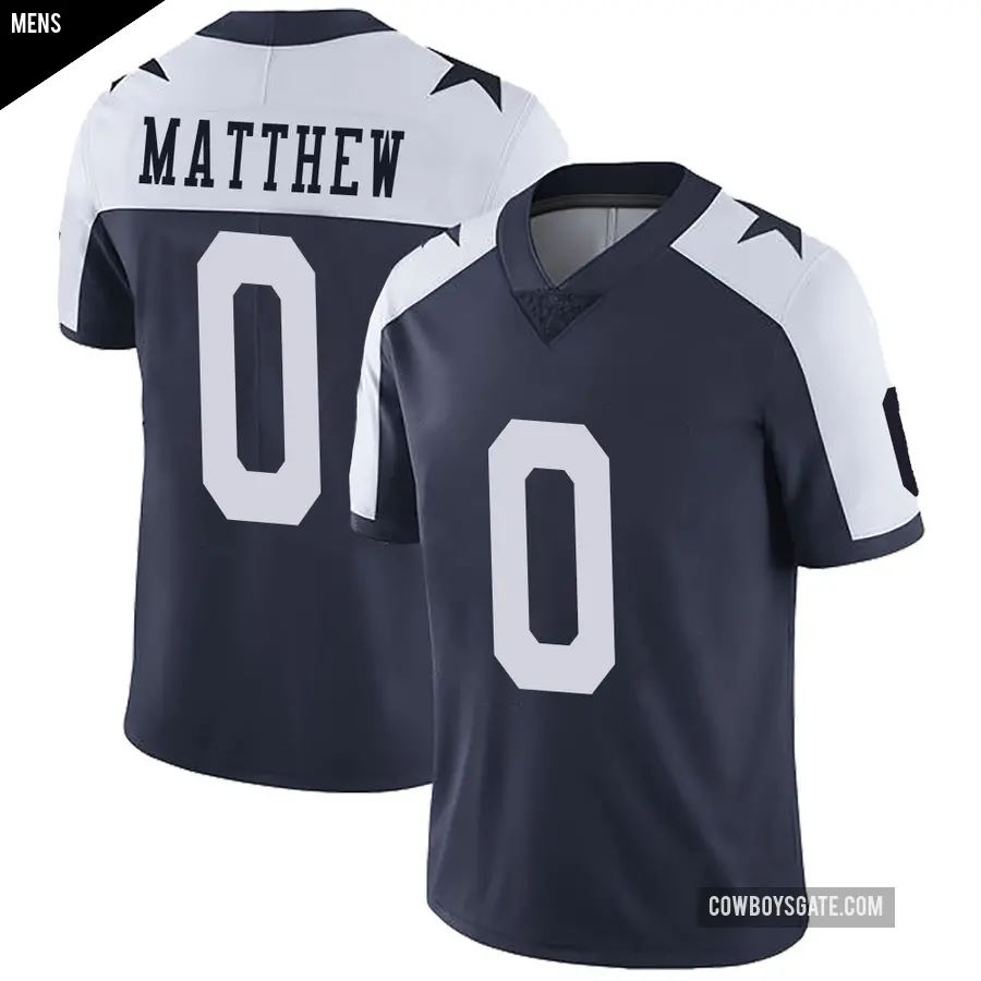 Men's Dallas Cowboys ＃0 Christian Matthew Navy Limited Alternate Vapor Untouchable Jersey