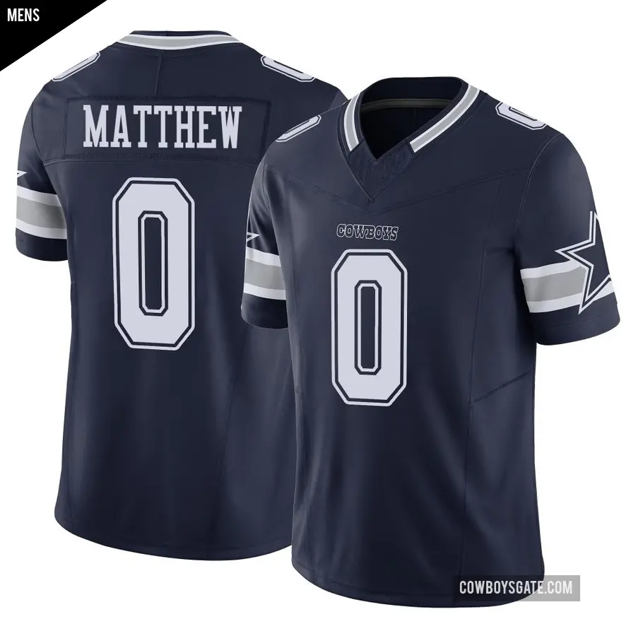 Men's Dallas Cowboys ＃0 Christian Matthew Navy Limited Vapor F.U.S.E. Jersey