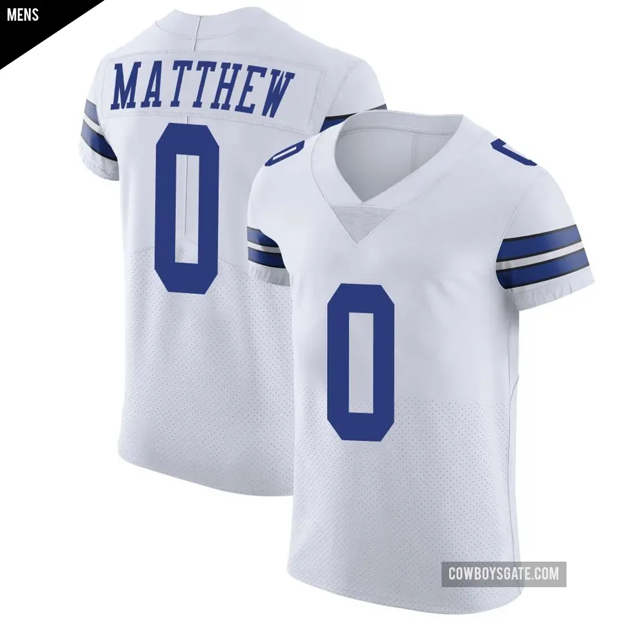 Men's Dallas Cowboys ＃0 Christian Matthew White Elite Vapor Untouchable Jersey