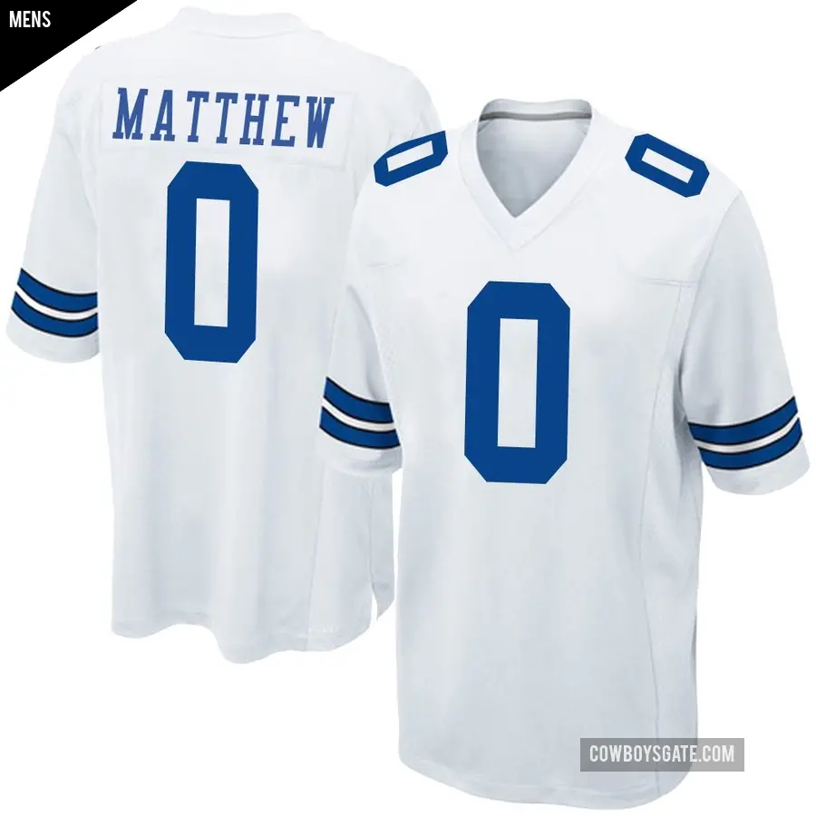 Men's Dallas Cowboys ＃0 Christian Matthew White Game Jersey