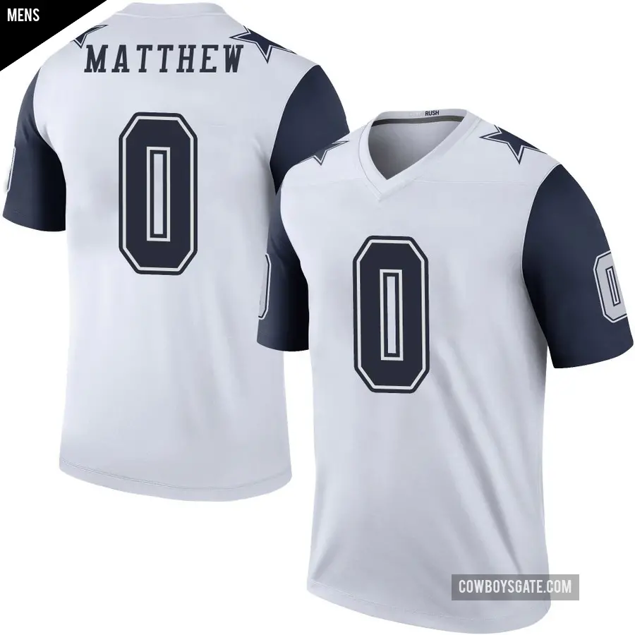 Men's Dallas Cowboys ＃0 Christian Matthew White Legend Color Rush Jersey