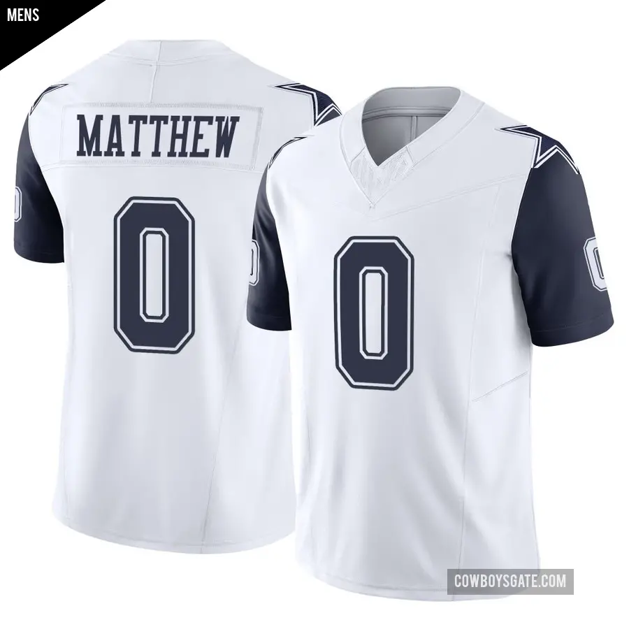 Men's Dallas Cowboys ＃0 Christian Matthew White Limited 2nd Alternate Vapor F.U.S.E. Jersey