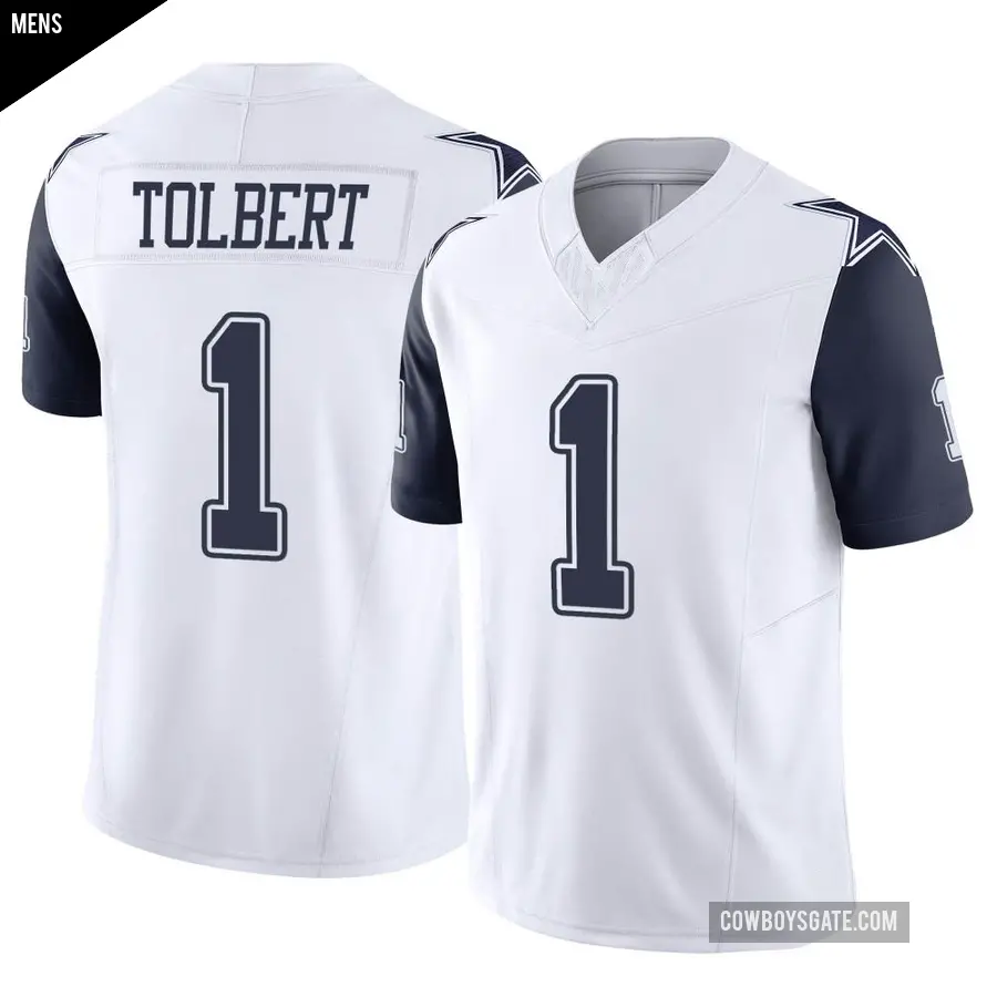 Men's Dallas Cowboys ＃1 Jalen Tolbert White Limited 2nd Alternate Vapor F.U.S.E. Jersey