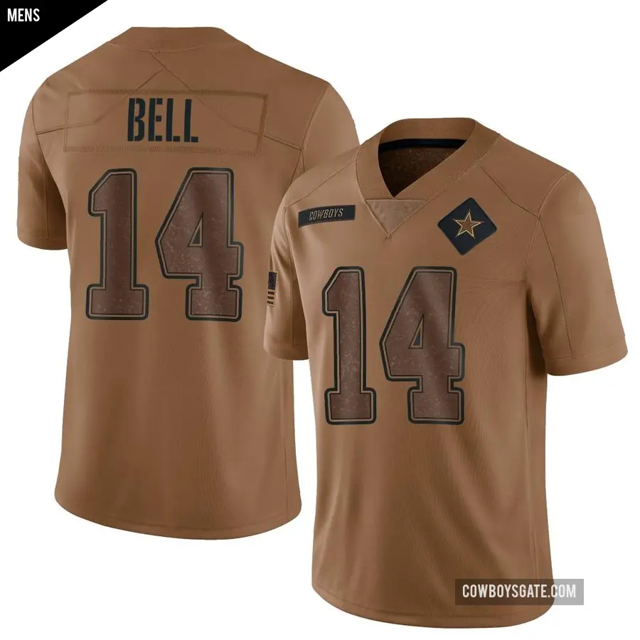 Men's Dallas Cowboys ＃14 Markquese Bell Brown Limited 2023 Salute To Service Jersey