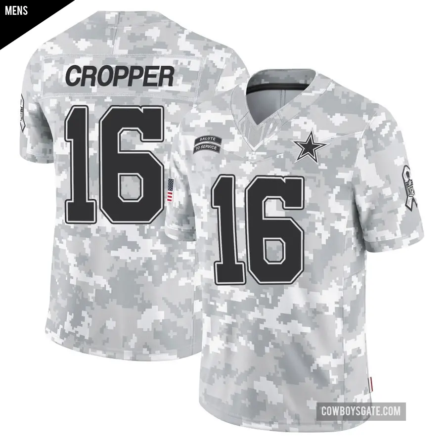 Men's Dallas Cowboys ＃16 Jalen Cropper Arctic Camo Limited 2024 Salute to Service Jersey