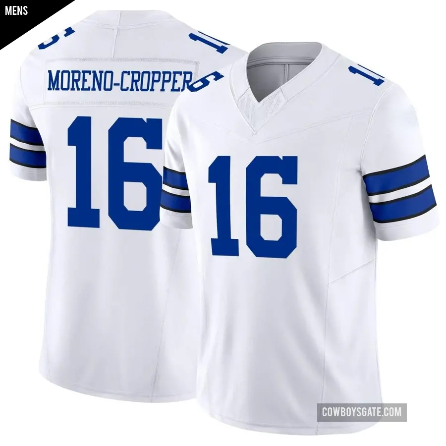 Men's Dallas Cowboys ＃16 Jalen Moreno-Cropper White Limited Vapor F.U.S.E. Jersey
