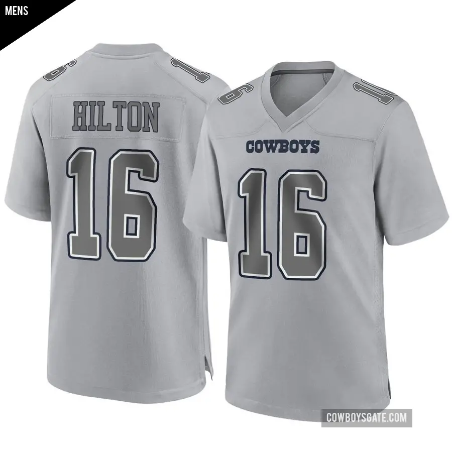 Men's Dallas Cowboys ＃16 T.Y. Hilton Gray Game Atmosphere Fashion Jersey