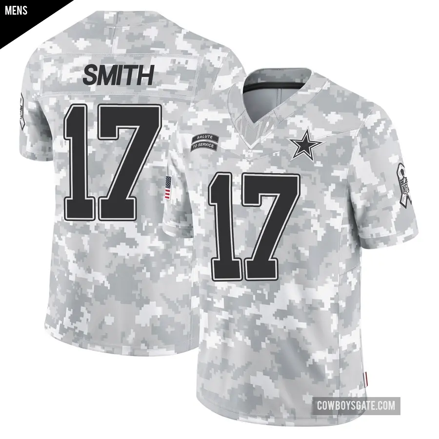 Men's Dallas Cowboys ＃17 Jaden Smith Arctic Camo Limited 2024 Salute to Service Jersey