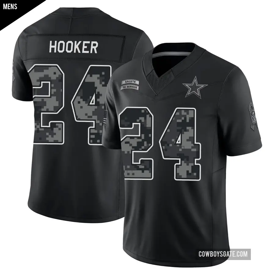 Men's Dallas Cowboys ＃24 Malik Hooker Black Limited 2026 Salute to Service Stitched Jersey
