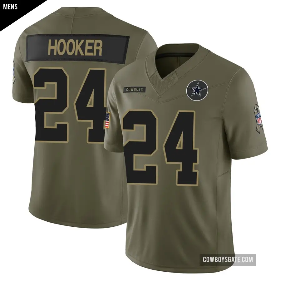 Men's Dallas Cowboys ＃24 Malik Hooker Olive Limited 2025 Salute to Service Jersey
