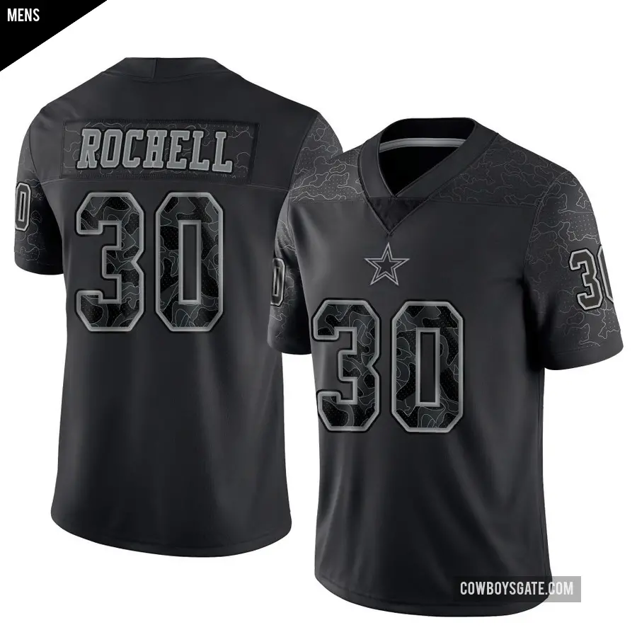 Men's Dallas Cowboys ＃30 Robert Rochell Black Limited Reflective Jersey