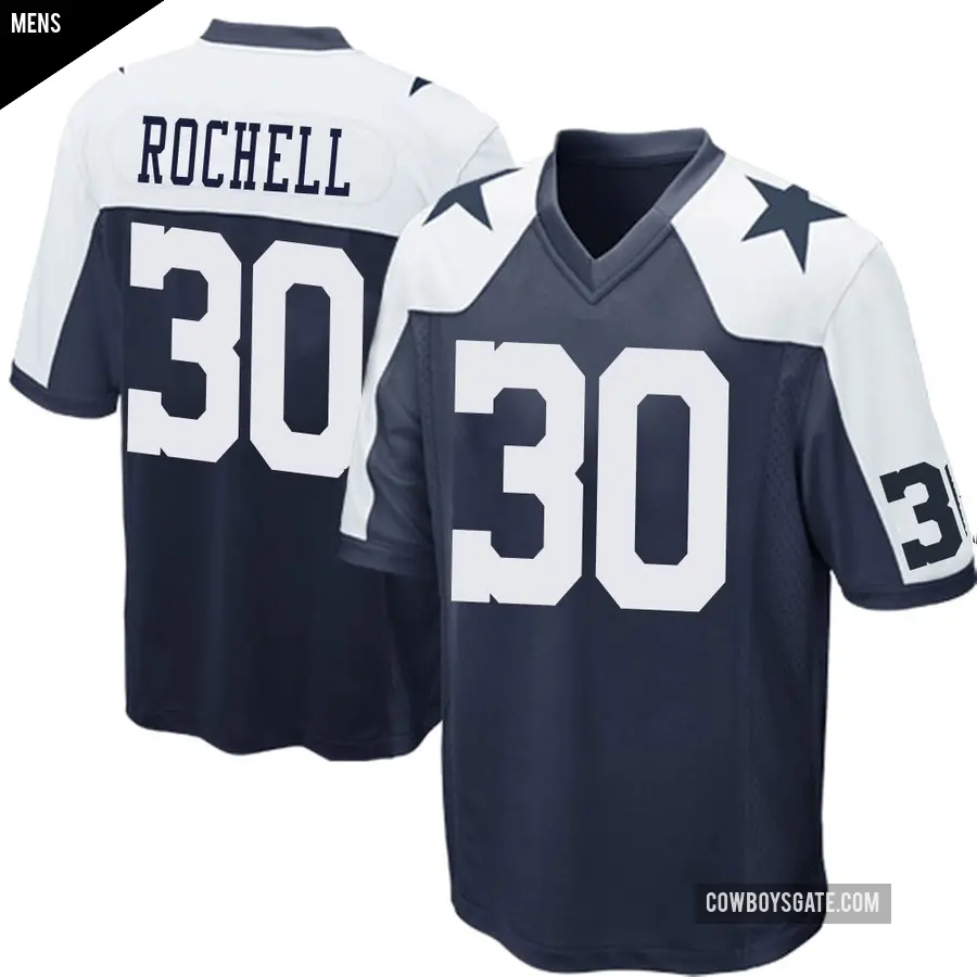 Men's Dallas Cowboys ＃30 Robert Rochell Navy Blue Game Throwback Jersey