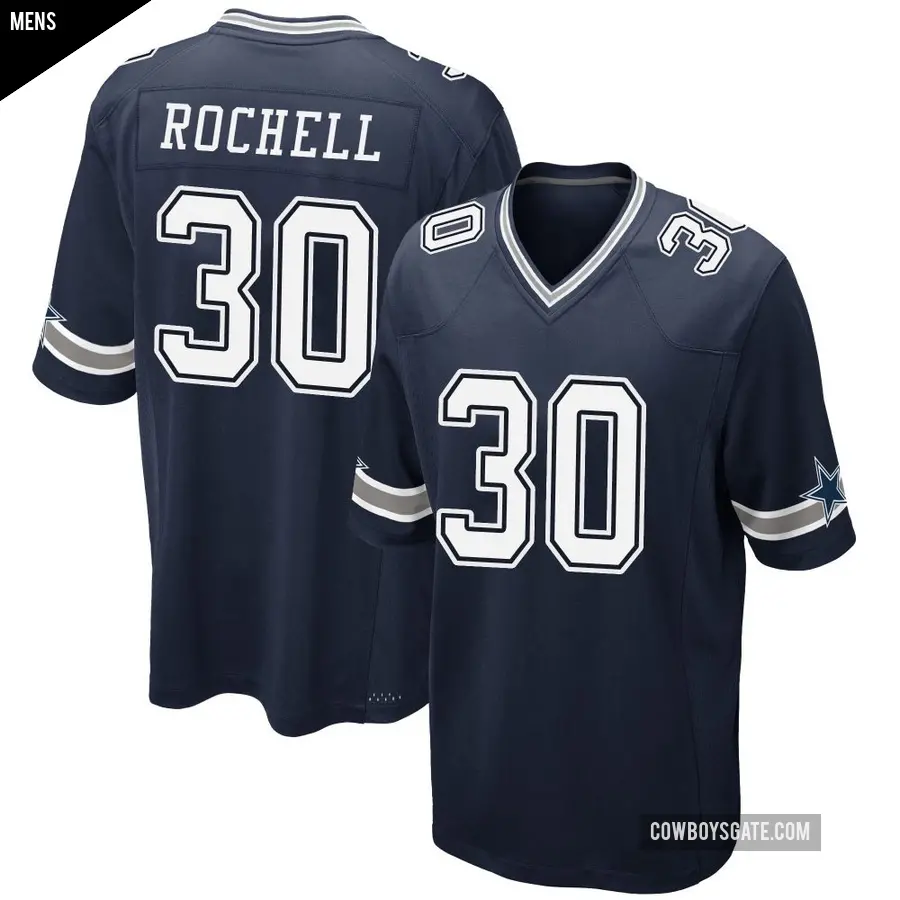 Men's Dallas Cowboys ＃30 Robert Rochell Navy Game Team Color Jersey