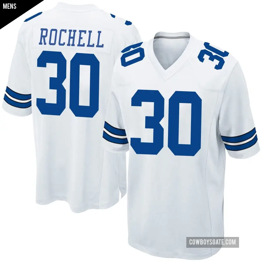 Men's Dallas Cowboys ＃30 Robert Rochell White Game Jersey