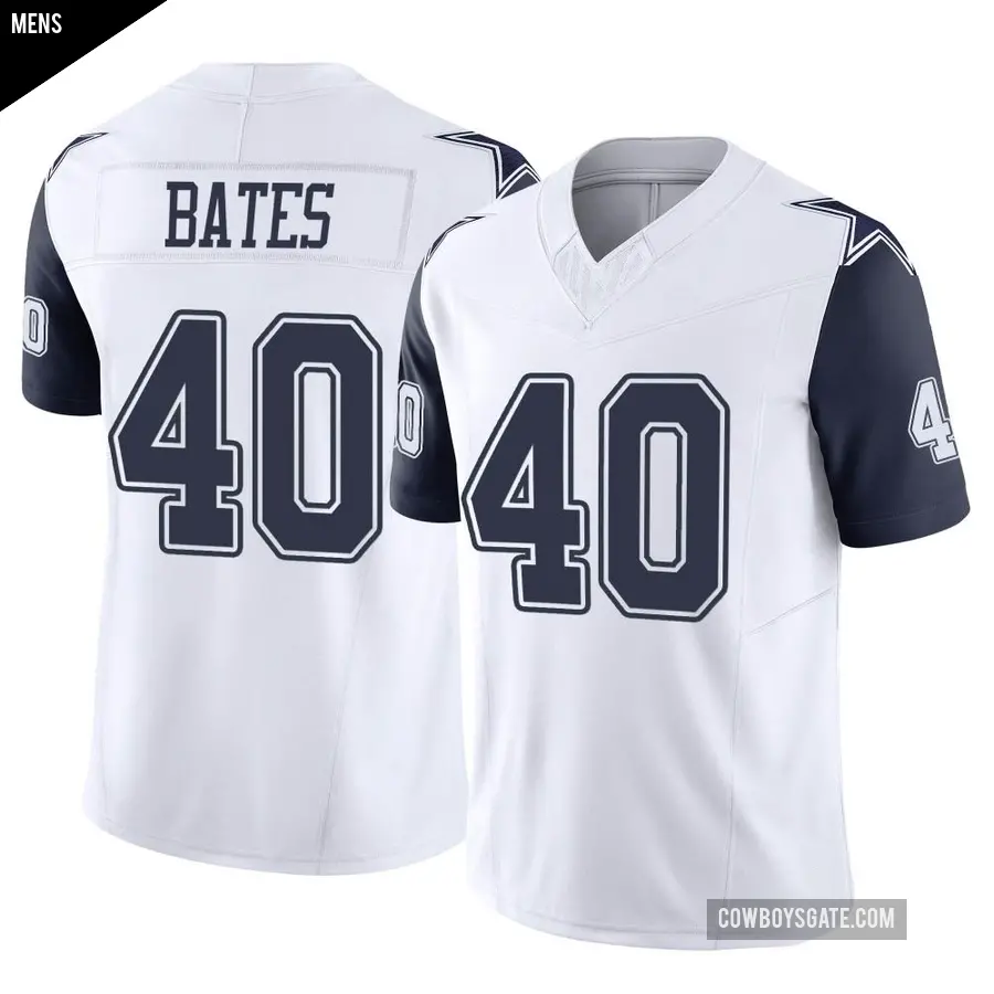 Men's Dallas Cowboys ＃40 Bill Bates White Limited 2nd Alternate Vapor F.U.S.E. Jersey