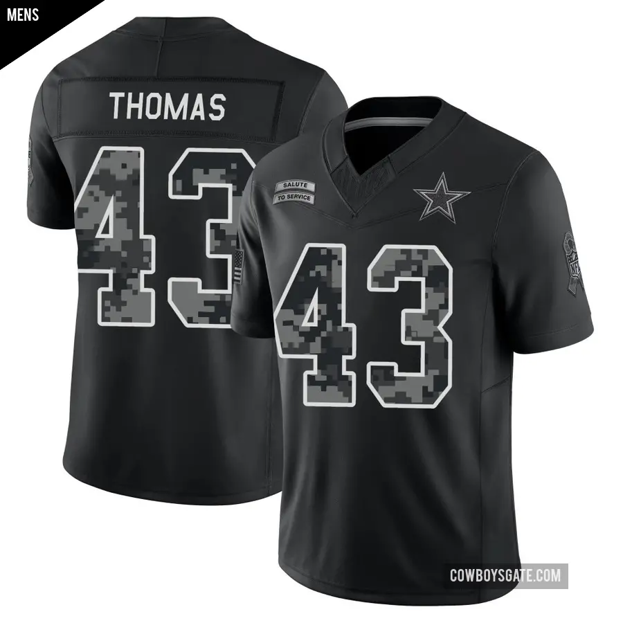 Men's Dallas Cowboys ＃43 Juanyeh Thomas Black Limited 2026 Salute to Service Stitched Jersey