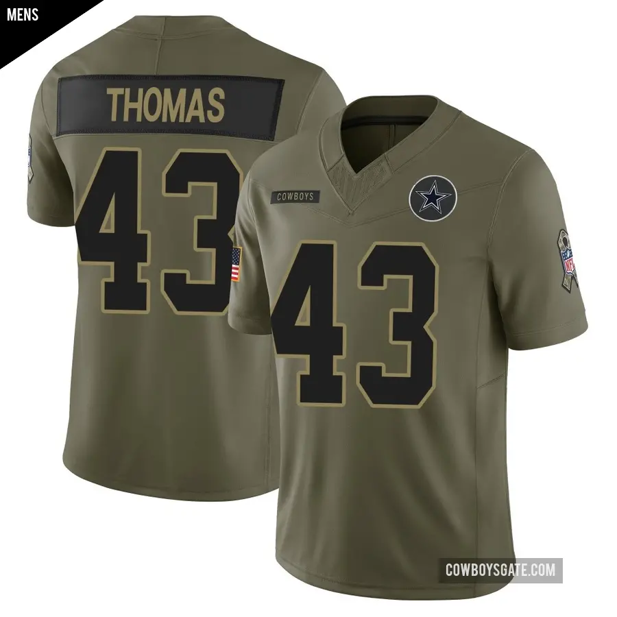 Men's Dallas Cowboys ＃43 Juanyeh Thomas Olive Limited 2025 Salute to Service Jersey
