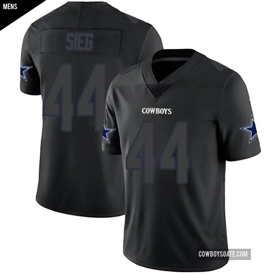 Men's Dallas Cowboys ＃44 Trent Sieg Black Impact Limited Jersey