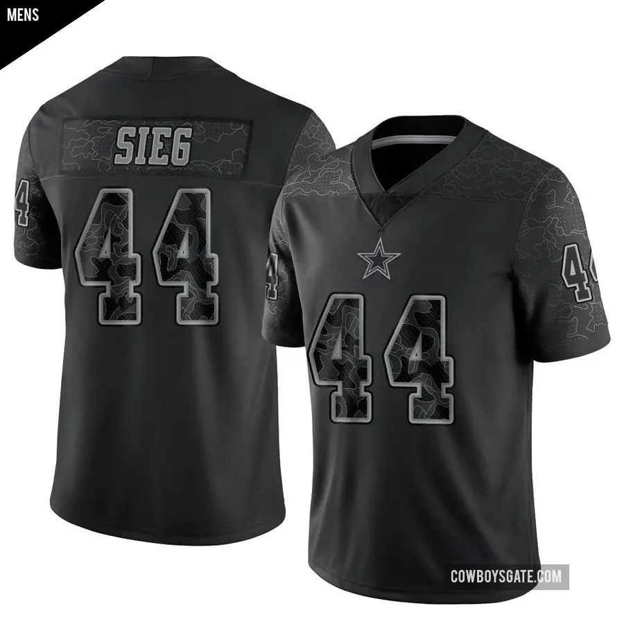 Men's Dallas Cowboys ＃44 Trent Sieg Black Limited Reflective Jersey