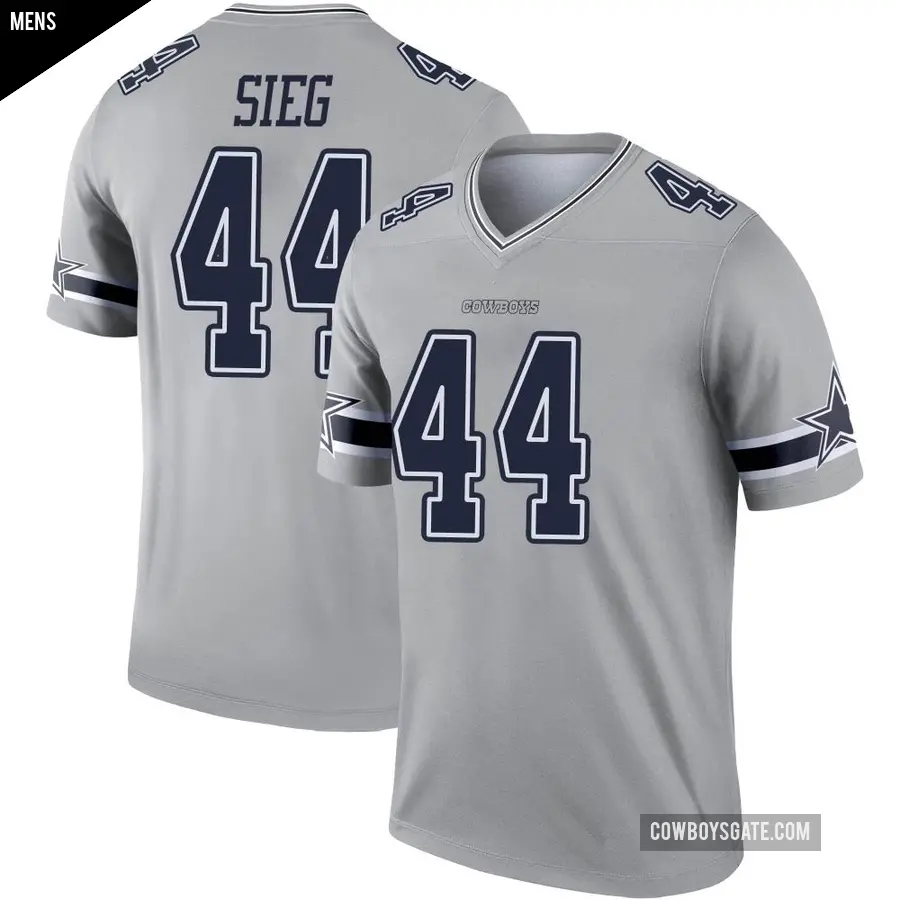 Men's Dallas Cowboys ＃44 Trent Sieg Gray Legend Inverted Jersey
