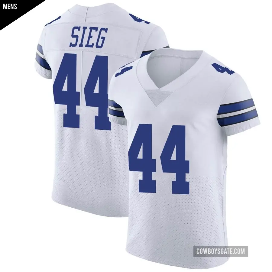 Men's Dallas Cowboys ＃44 Trent Sieg White Elite Vapor Untouchable Jersey