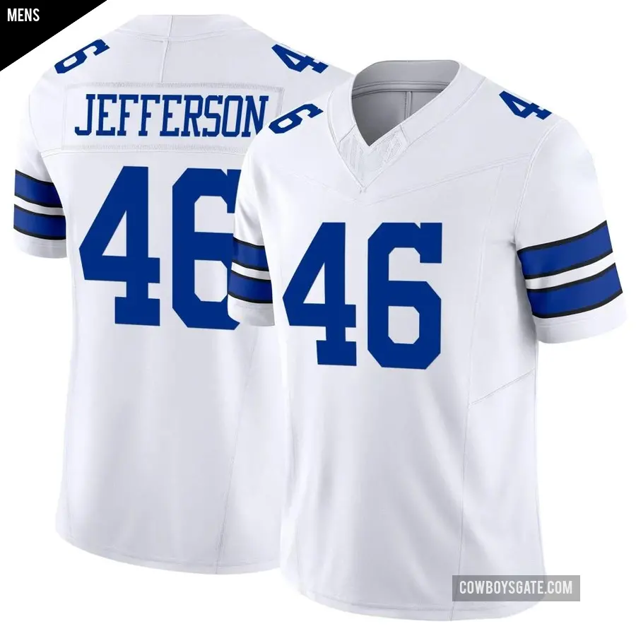 Men's Dallas Cowboys ＃46 Malik Jefferson White Limited Vapor F.U.S.E. Jersey