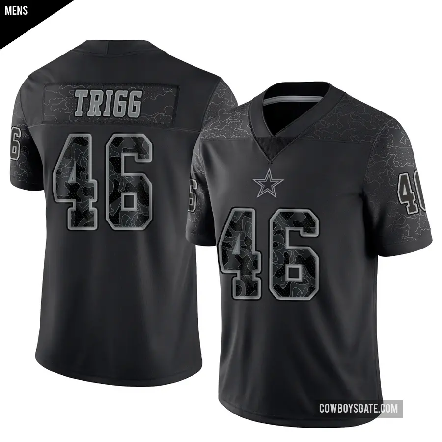 Men's Dallas Cowboys ＃46 Michael Trigg Black Limited Reflective Jersey
