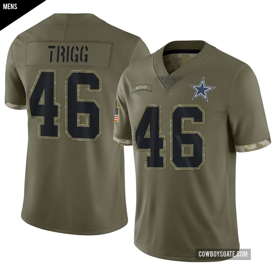 Men's Dallas Cowboys ＃46 Michael Trigg Olive Limited 2022 Salute To Service Jersey