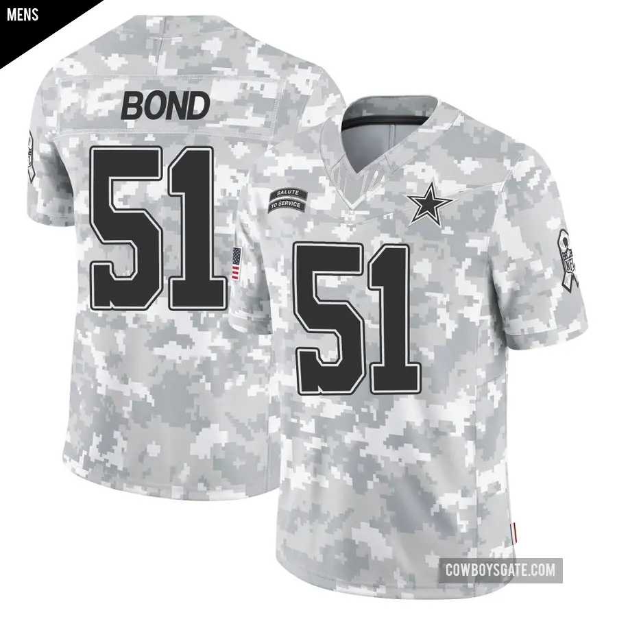 Men's Dallas Cowboys ＃51 Devante Bond Arctic Camo Limited 2024 Salute to Service Jersey