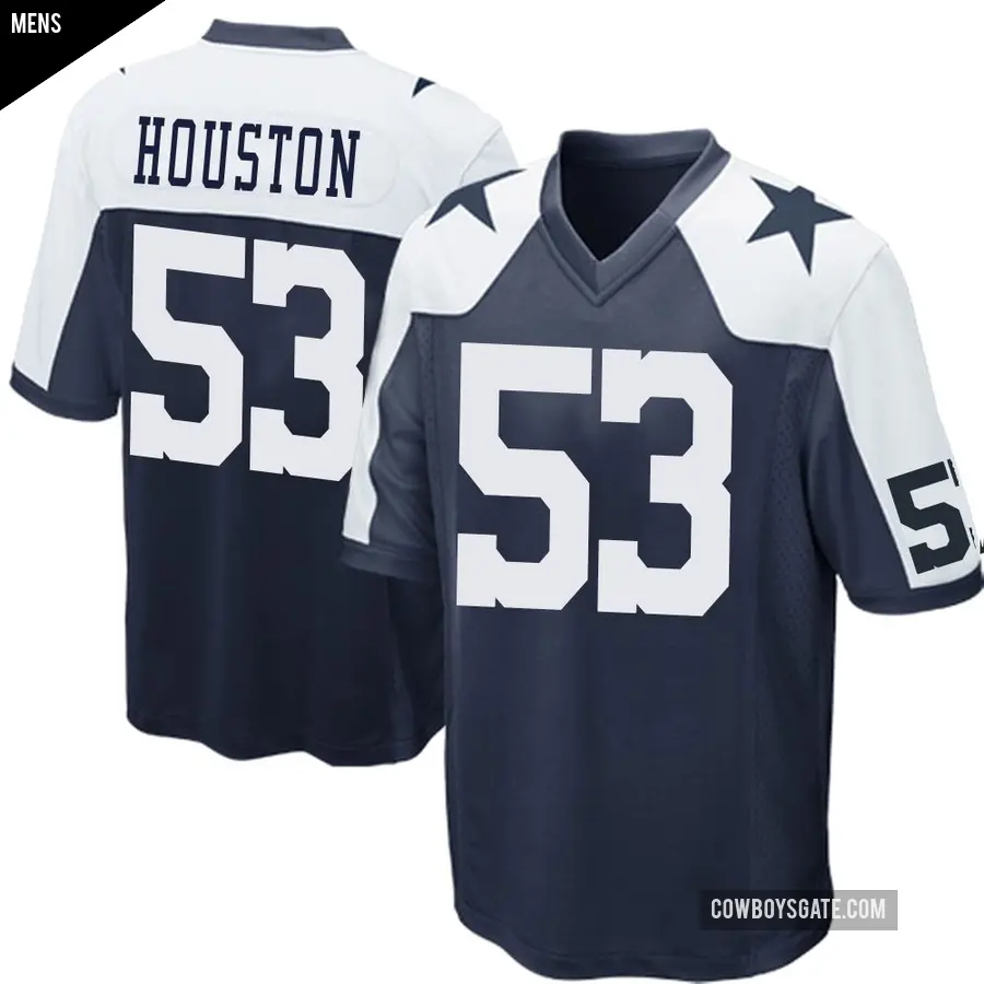 Men's Dallas Cowboys ＃53 James Houston Navy Blue Game Throwback Jersey