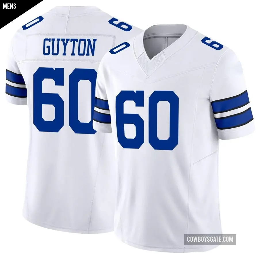 Men's Dallas Cowboys ＃60 Tyler Guyton White Limited Vapor F.U.S.E. Jersey