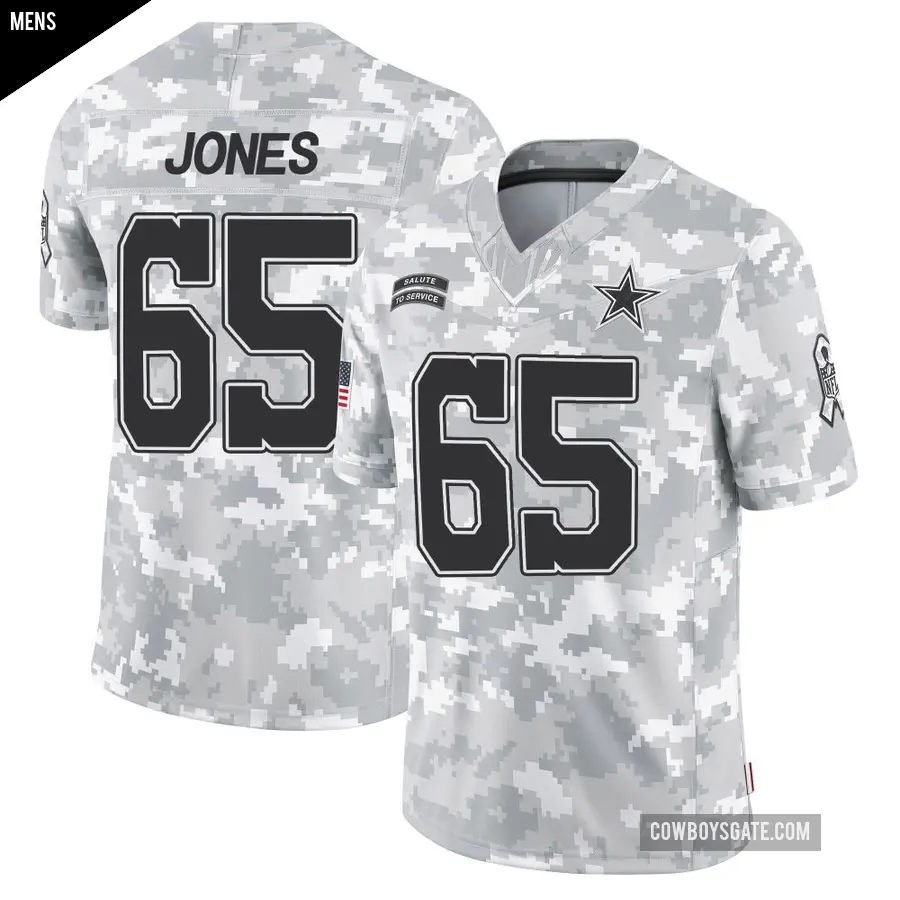 Men's Dallas Cowboys ＃65 Rob Jones Arctic Camo Limited 2024 Salute to Service Jersey