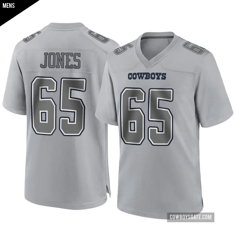 Men's Dallas Cowboys ＃65 Rob Jones Gray Game Atmosphere Fashion Jersey