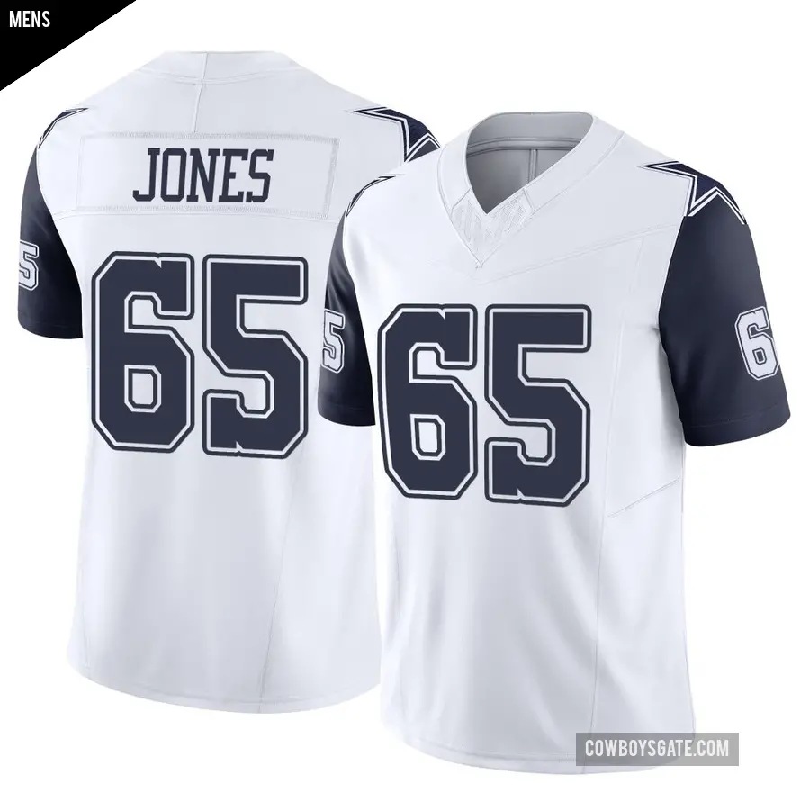 Men's Dallas Cowboys ＃65 Rob Jones White Limited 2nd Alternate Vapor F.U.S.E. Jersey