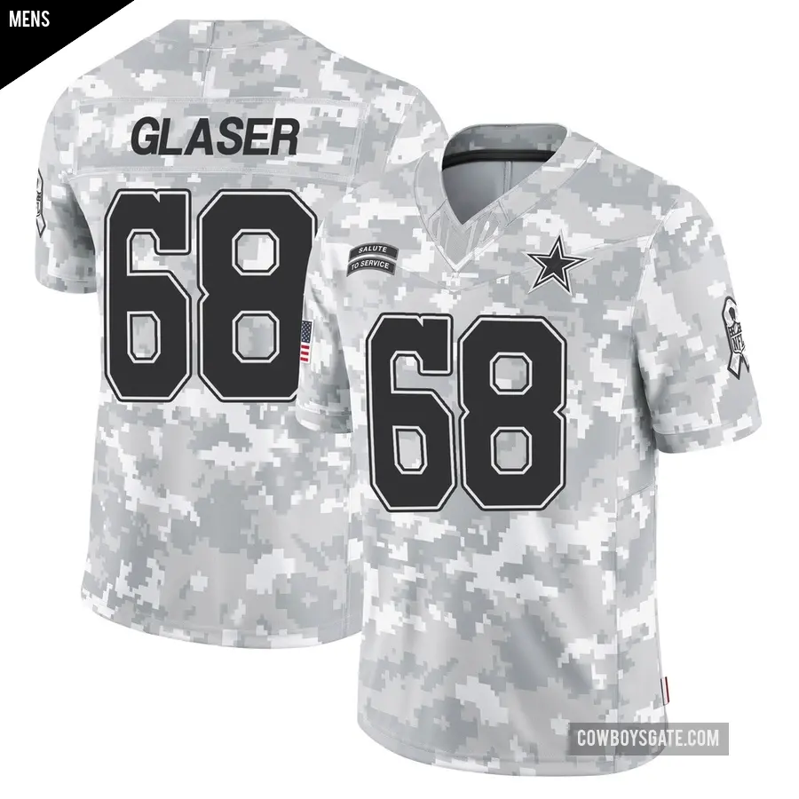Men's Dallas Cowboys ＃68 Chris Glaser Arctic Camo Limited 2024 Salute to Service Jersey