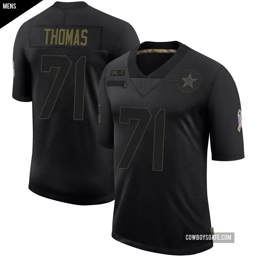 Men's Dallas Cowboys ＃71 Nate Thomas Black Limited 2020 Salute To Service Jersey