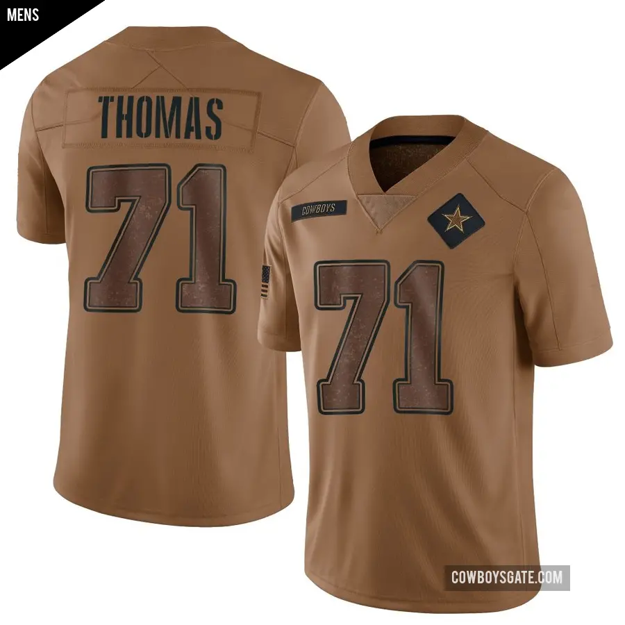Men's Dallas Cowboys ＃71 Nate Thomas Brown Limited 2023 Salute To Service Jersey