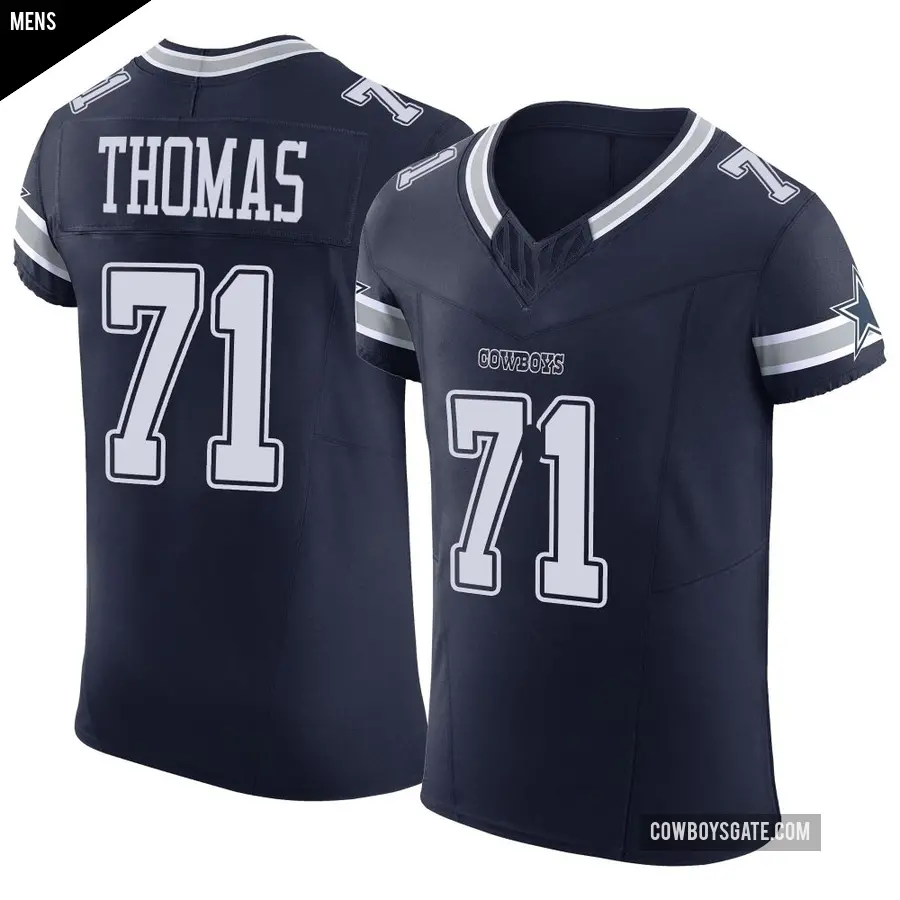 Men's Dallas Cowboys ＃71 Nate Thomas Navy Elite Vapor F.U.S.E. Jersey