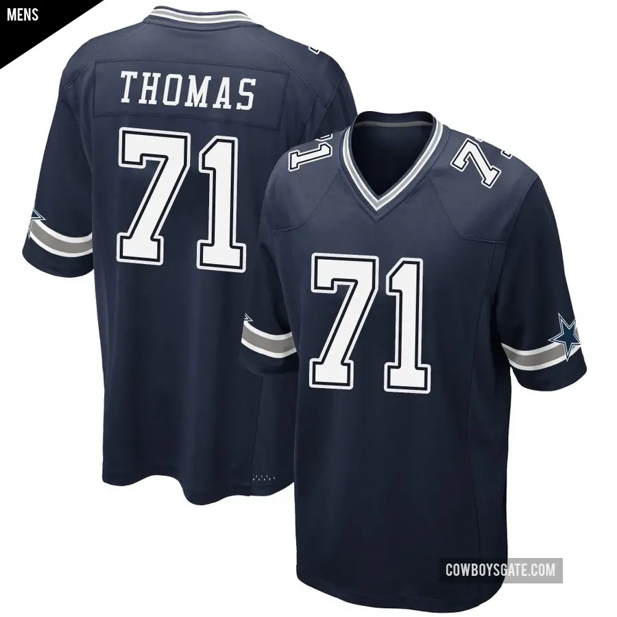 Men's Dallas Cowboys ＃71 Nate Thomas Navy Game Team Color Jersey
