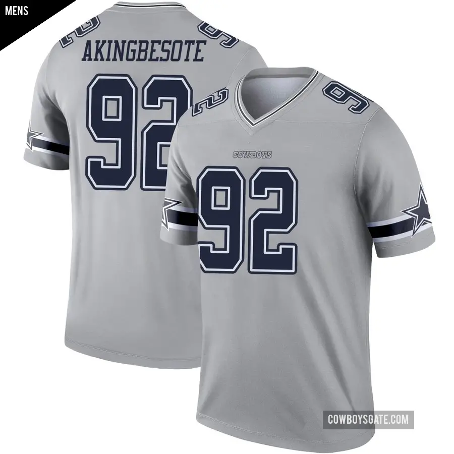 Men's Dallas Cowboys ＃92 Tommy Akingbesote Gray Legend Inverted Jersey