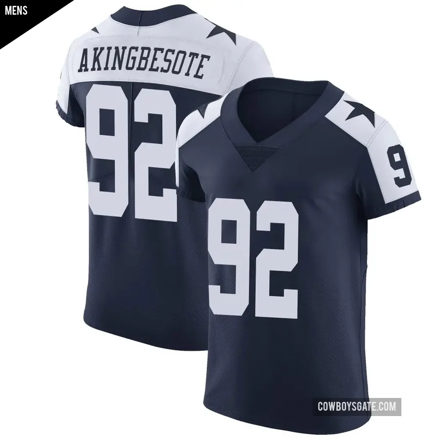 Men's Dallas Cowboys ＃92 Tommy Akingbesote Navy Elite Alternate Vapor Untouchable Jersey