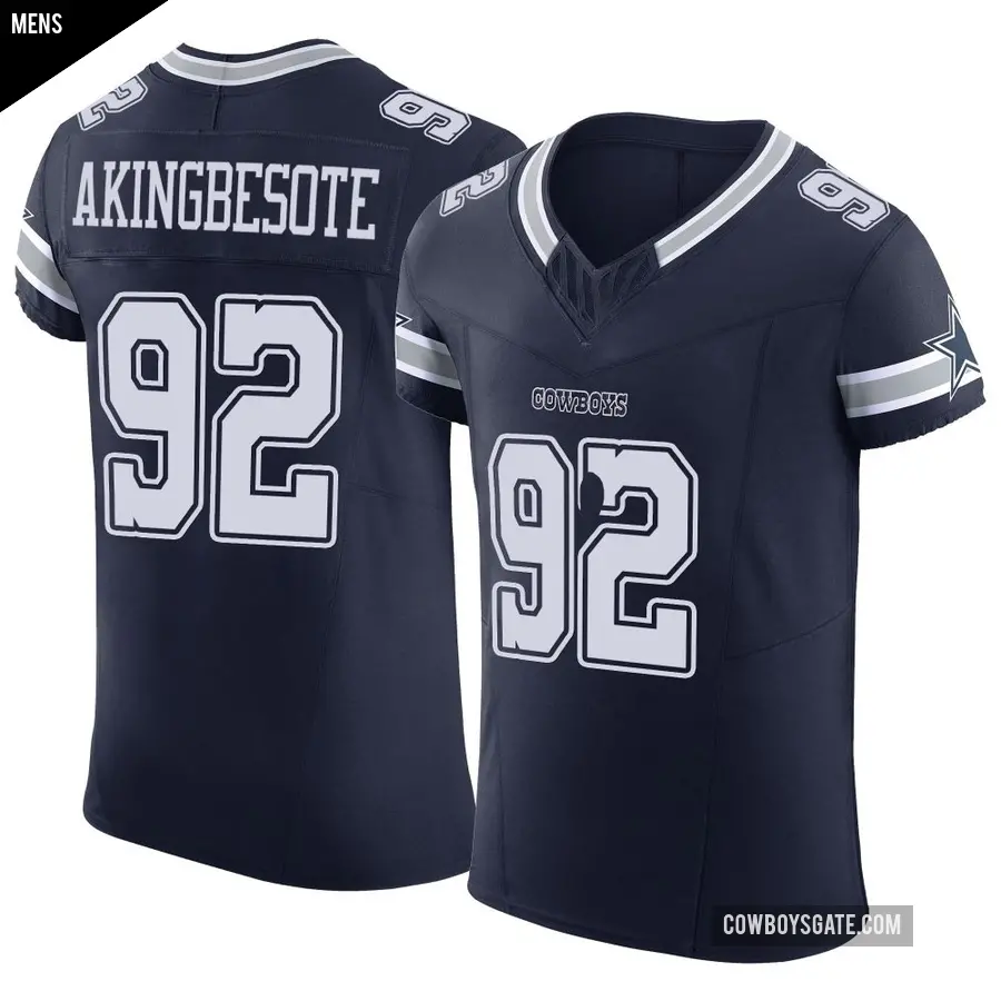Men's Dallas Cowboys ＃92 Tommy Akingbesote Navy Elite Vapor F.U.S.E. Jersey