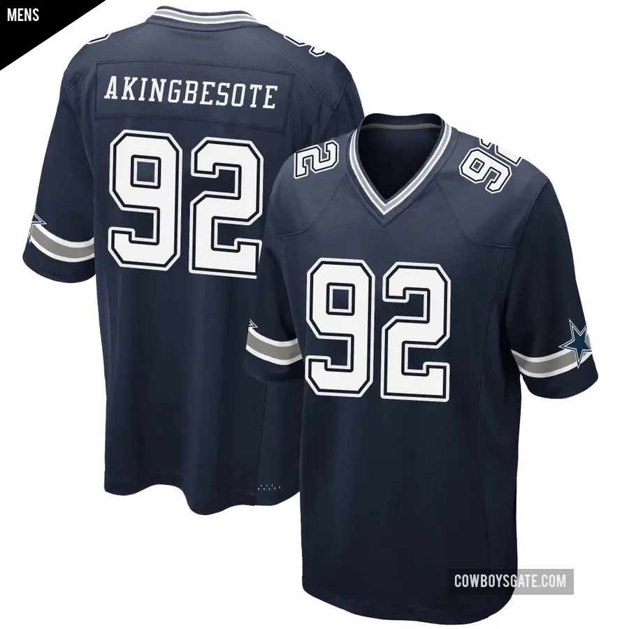 Men's Dallas Cowboys ＃92 Tommy Akingbesote Navy Game Team Color Jersey