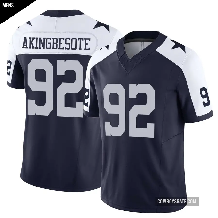 Men's Dallas Cowboys ＃92 Tommy Akingbesote Navy Limited Alternate Vapor F.U.S.E. Jersey