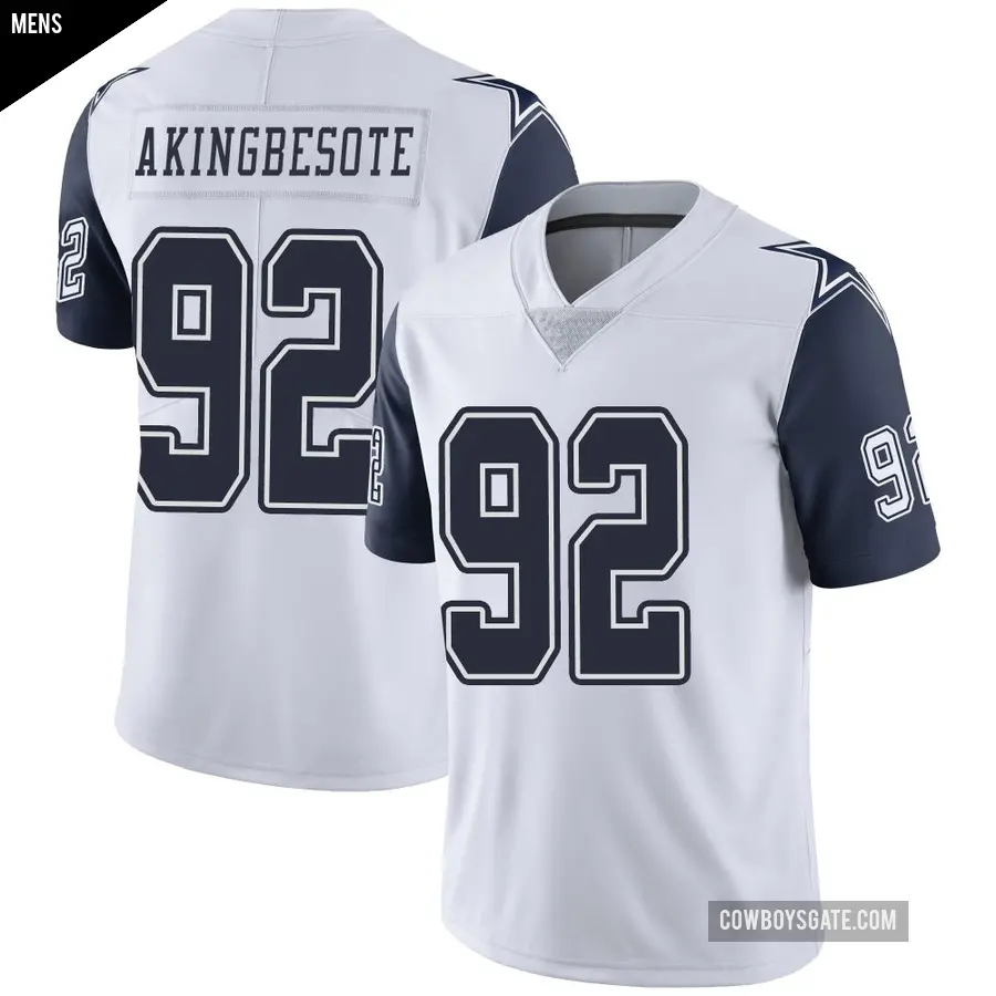 Men's Dallas Cowboys ＃92 Tommy Akingbesote White Limited Color Rush Vapor Untouchable Jersey