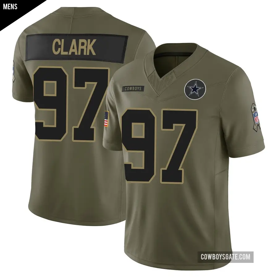 Men's Dallas Cowboys ＃97 Kenny Clark Olive Limited 2025 Salute to Service Jersey